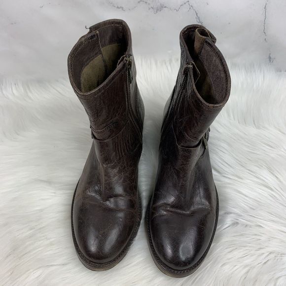 Seychelles Boots Dark Brown Leather Women's Size 6 Buckle Strap Ankles Booties - Picture 3 of 11